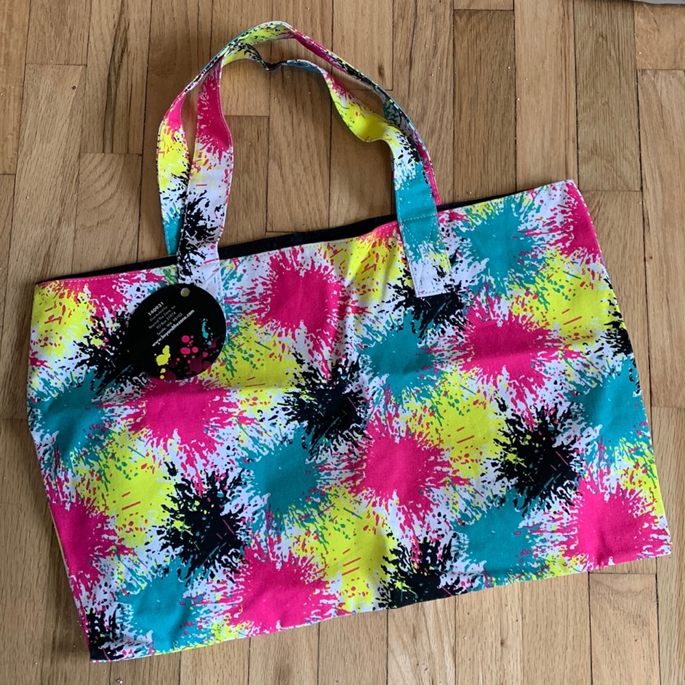 NWT Colorful Splatter Paint Canvas Bag